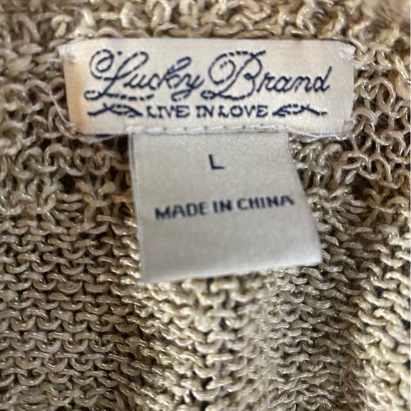 Lucky Brand Gold Loose Knit Boho Bohemian Crew Neck Sweater size Large EUC - Picture 11 of 11